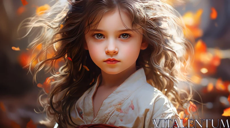 Beautiful Young Girl Portrait in Forest AI Image
