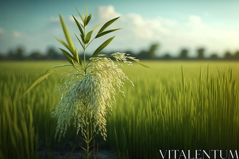 Captivating Rice Plant in Lush Green Field | Photorealistic Art AI Image