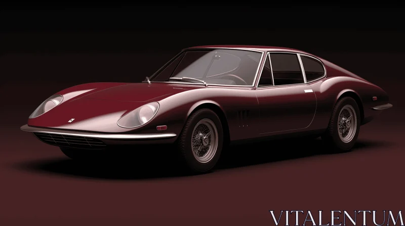 Classic Ferrari GTB on Red Background | Vray Tracing | Dark Purple & Light Brown AI Image