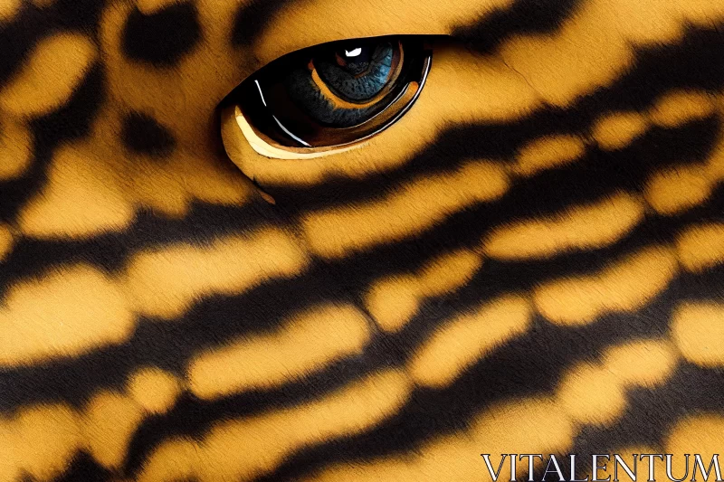 Mesmerizing Leopard: Optical Illusion Body Art in Dark Sky-Blue and Gold AI Image