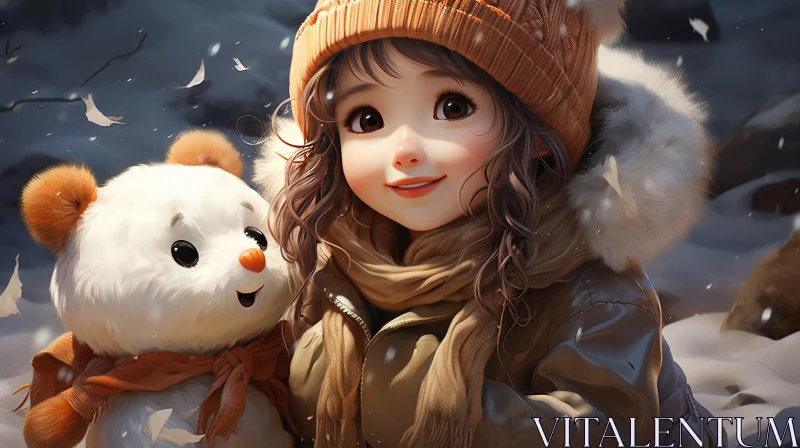 Winter Portrait in Snowy Forest AI Image