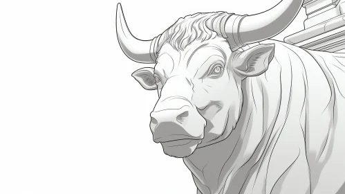 Detailed Bull's Head Sketch