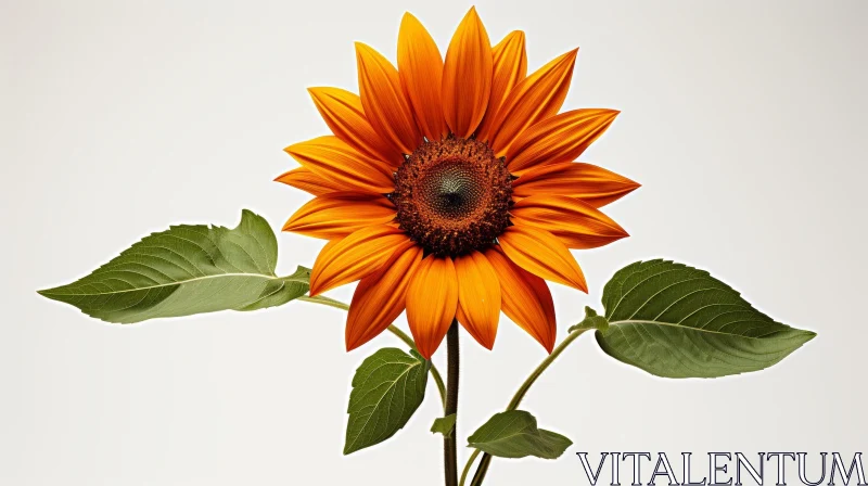 Sunflower Bloom on White Background AI Image
