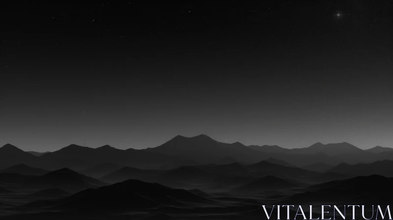 Eerie Black and White Mountain Landscape AI Image