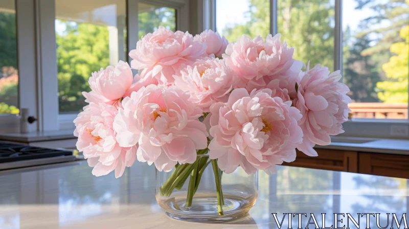 Elegant Pink Peonies in Bloom AI Image