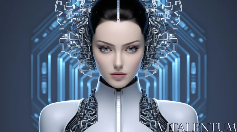 AI ART Futuristic Cyborg Woman - Enigmatic Portrait