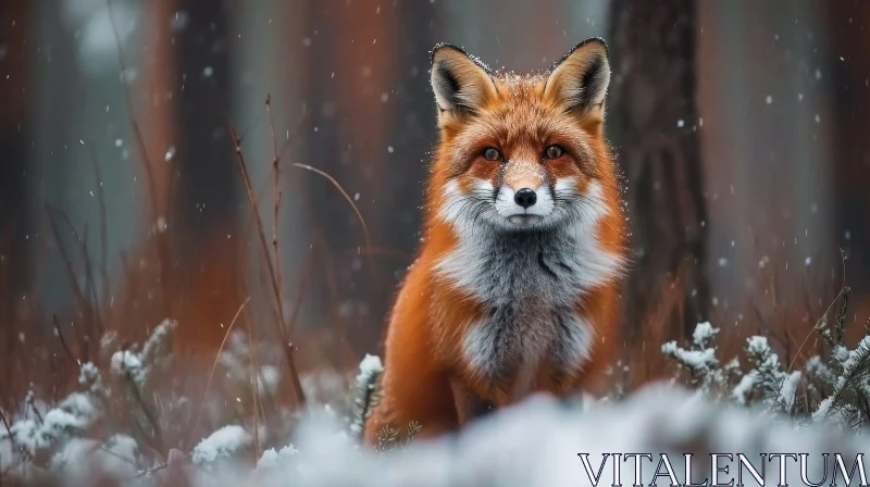 AI ART Red Fox in Snow: Wildlife Photography