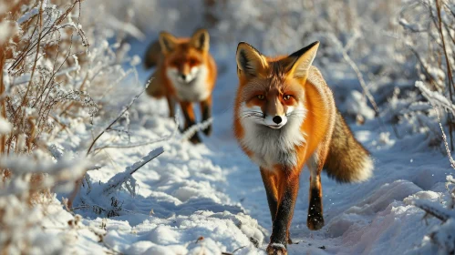 Red Foxes in Snow: Wildlife Encounter