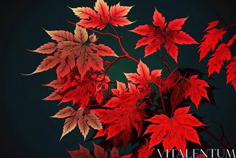 AI ART Red Maple Leafs: A Captivating Nature Composition