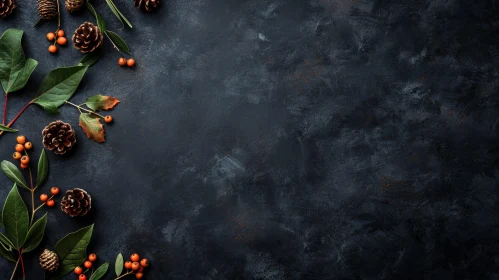 Autumn-Themed Flat Lay on Dark Blue-Gray Background