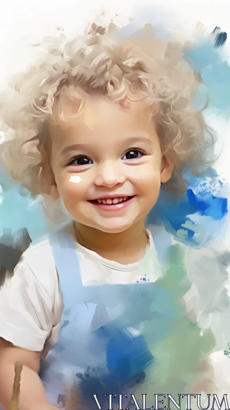 Joyful Baby Portrait in Realistic Style AI Image