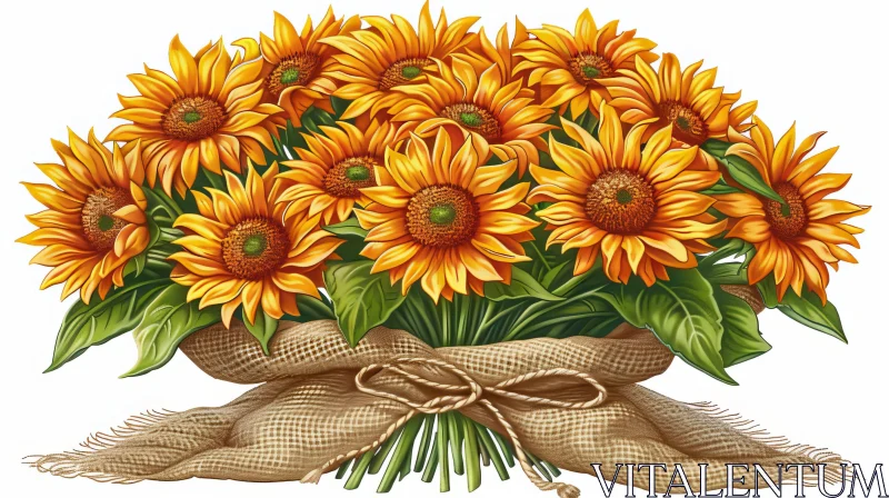 AI ART Sunflower Bouquet - Natural Beauty