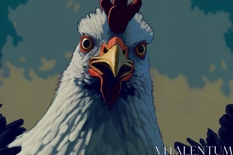 Vibrant Animated Rooster Portrait in 2D Game Art Style AI Image