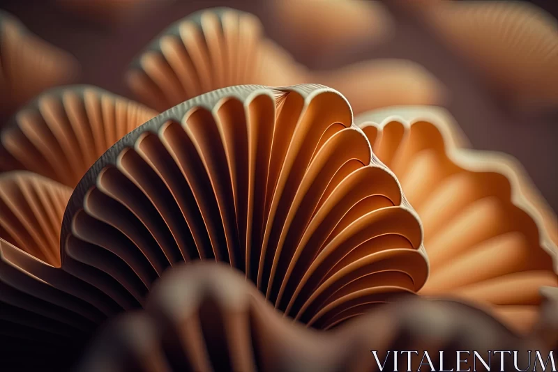 AI ART Abstract Mushroom Art: Folded Fungi Sculpture in Light Orange