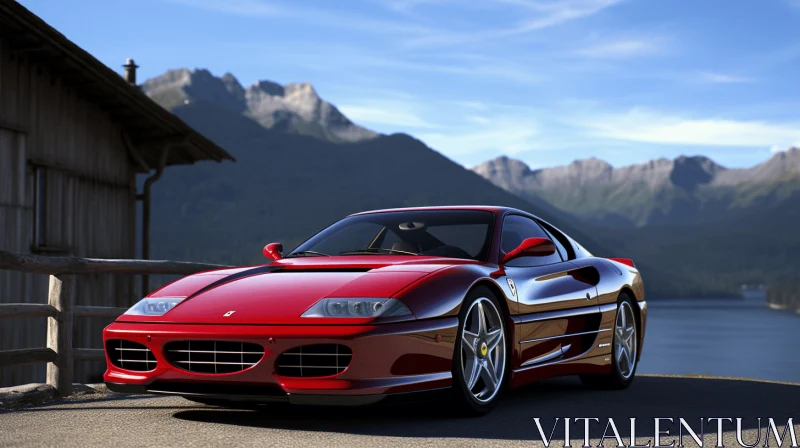 Captivating Ferrari Wallpaper in the Style of Daz3D | Mountainous Vistas AI Image