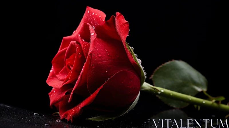 Red Rose in Full Bloom - Elegant Floral Photography AI Image