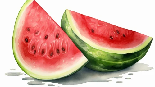 Watermelon Slices Watercolor Painting