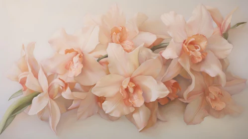 White and Pink Orchids Painting - Realistic Floral Artwork