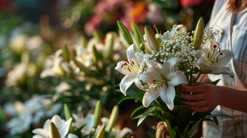 White Lilies Bouquet - Handheld Floral Image