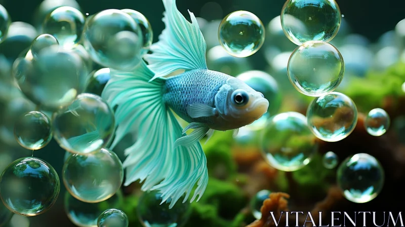 Betta Fish Swimming in Water Tank - Beautiful Aquatic Image AI Image
