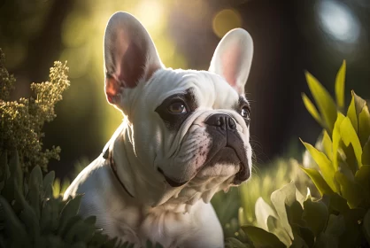 Captivating Portrait of a White French Bulldog in Sunlight