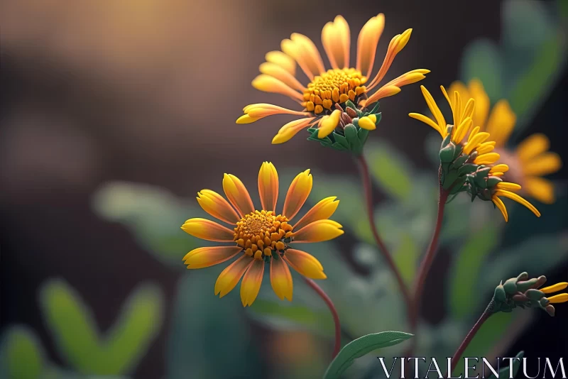 Captivating Yellow Flowers in Lush Green Foliage AI Image