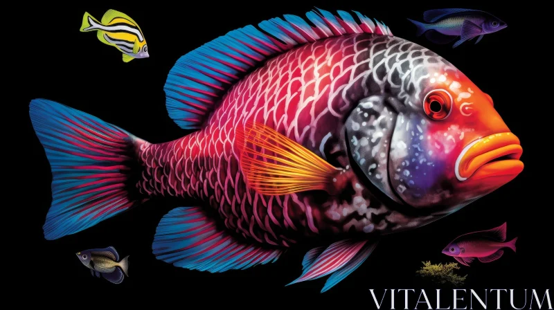 AI ART Colorful Tropical Fish Digital Painting