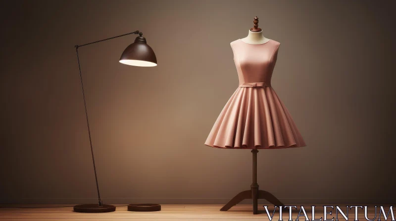 AI ART Elegant Pink Dress on Mannequin