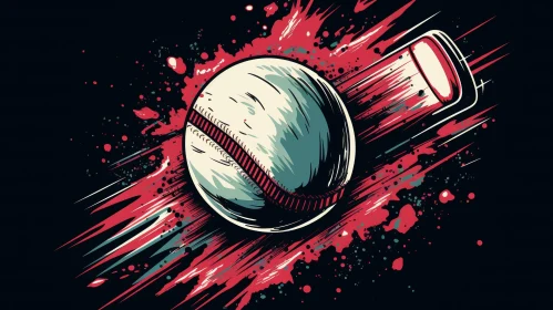 Flying Baseball Illustration | 1950s Style