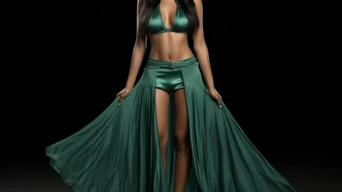 Green Bikini Woman Standing Photo