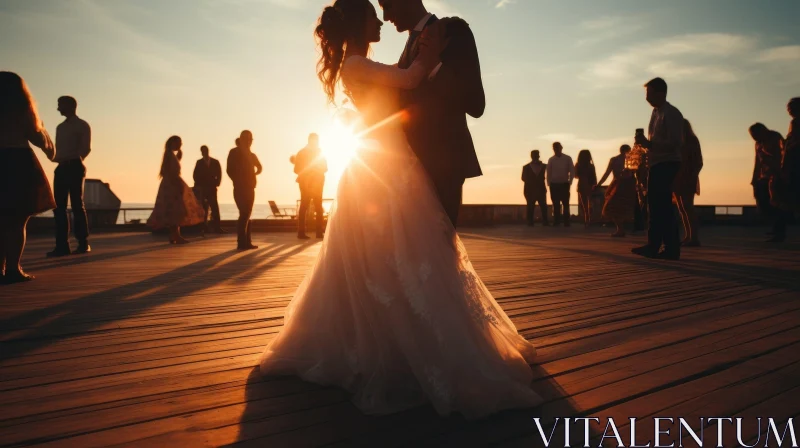 Romantic Wedding Silhouette at Sunset AI Image