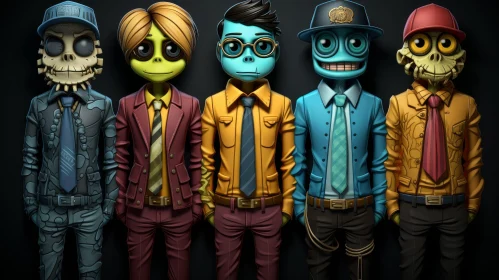 Serious Cartoon Characters in Suits and Ties