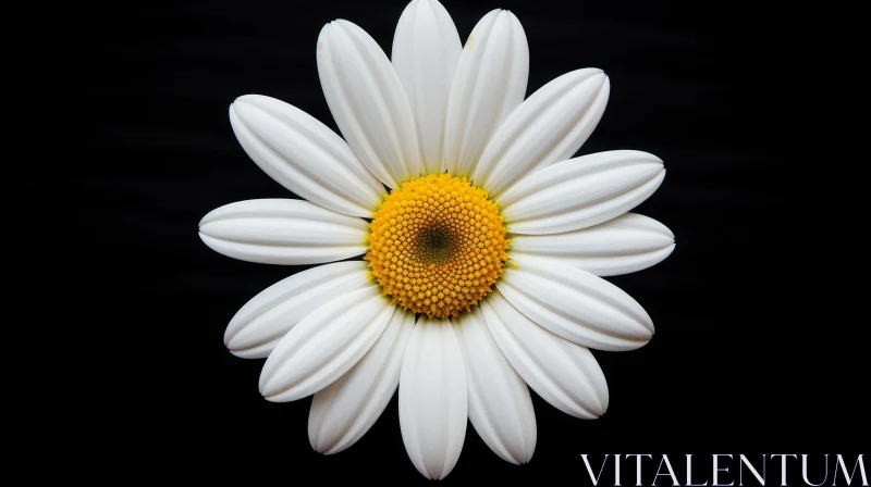 White Daisy Flower Close-Up on Black Background AI Image