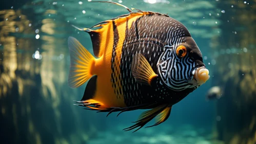 Yellow and Black Fish Swimming in Clear Blue Sea