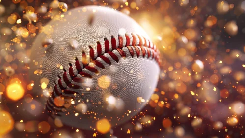 Detailed Baseball Close-Up with Bokeh Background