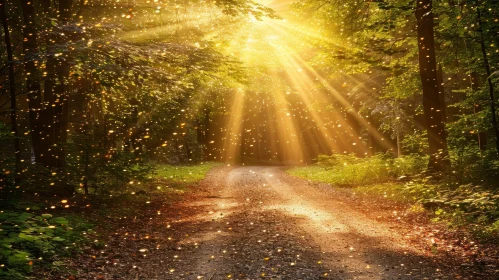 Enchanted Forest Path | Golden Sunlight | Magical Atmosphere