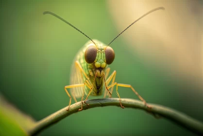 Green Insect on Branch: Optic Art and Celebrity Photography