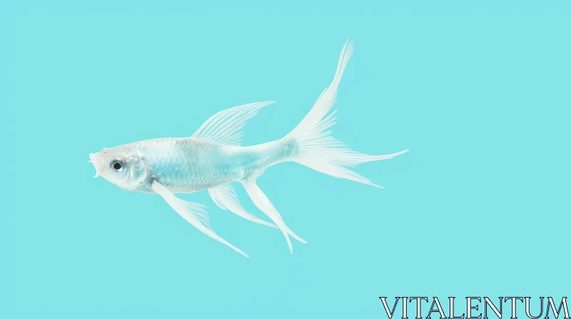 AI ART White and Blue Fish on Blue Background