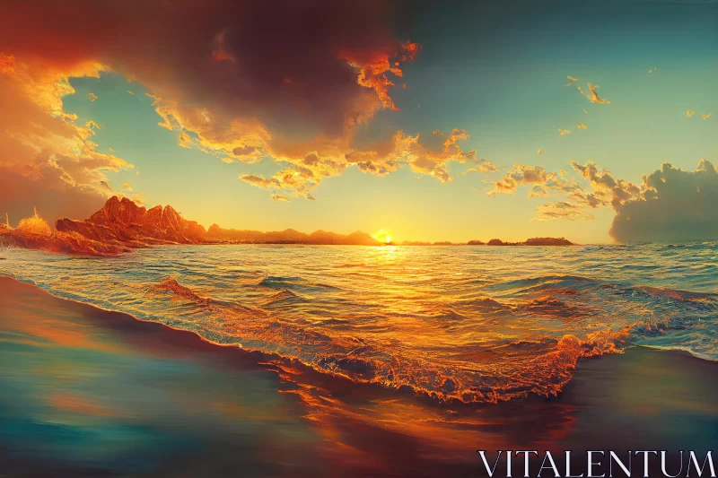 Breathtaking Sunset Painting of the Ocean | Hyper-Detailed Rendering AI Image