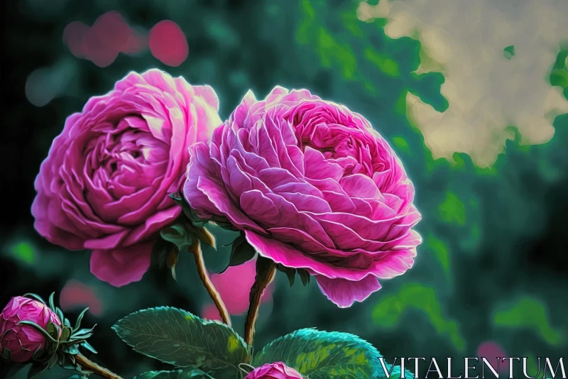 Captivating Pink Roses: A Stunning Artwork of Expressive Beauty AI Image
