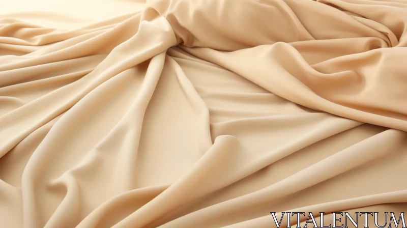 Crumpled Beige Silk Fabric Texture AI Image