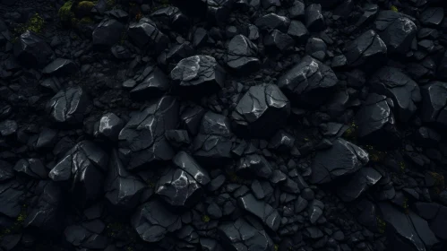Dark Moss-Covered Rock Pile Close-Up