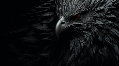 Detailed Black Eagle Head Artwork