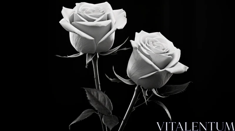 Elegant Black and White Rose Duo Photography AI Image