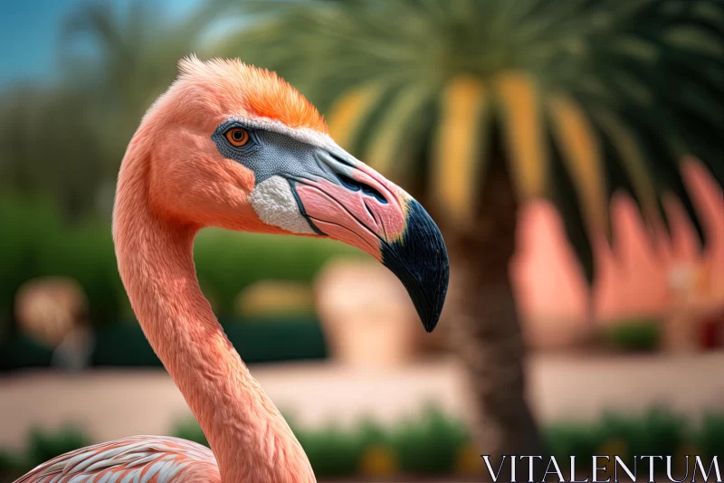 Close Up of Pink Flamingo with Long Legs - Realistic Animal Art AI Image