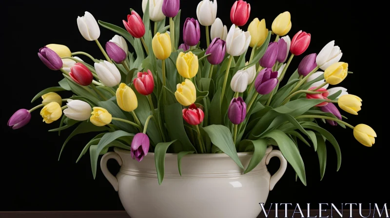 AI ART Colorful Tulip Bouquet Still Life Photo