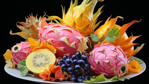 Colorful Fruits Still Life on Plate