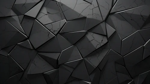 Dark Cracked Stone Wall 3D Rendering