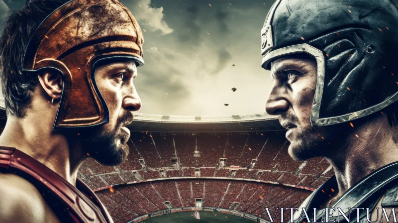 Gladiator Competition in Ancient Stadium AI Image