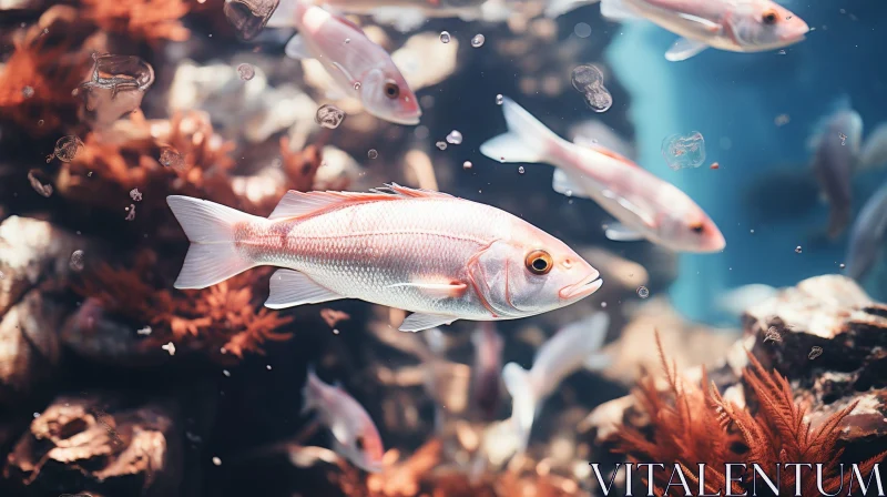 Pink Fish Swimming in Colorful Coral Reef AI Image